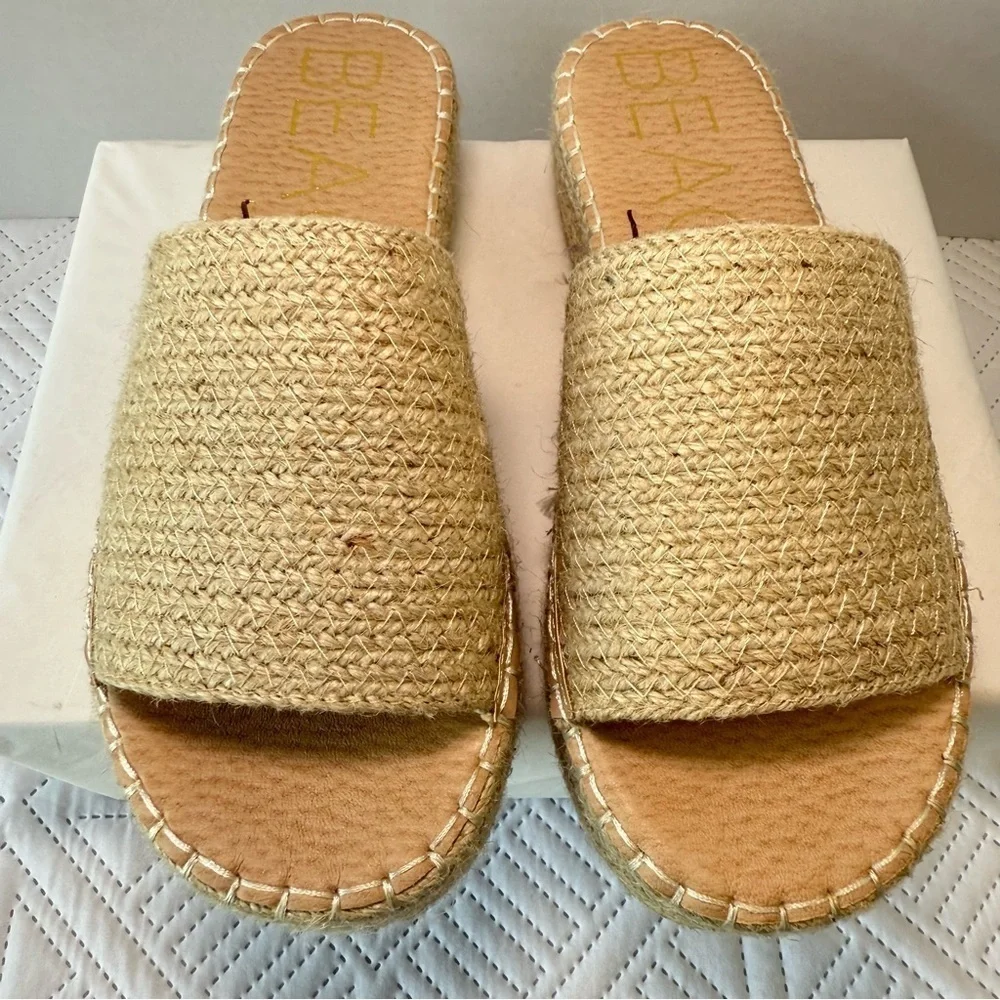 Beach By MATISSE Natural Del Mar Raffia Platform Sandals Size 8